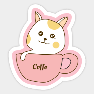 coffe cat cartoon Sticker